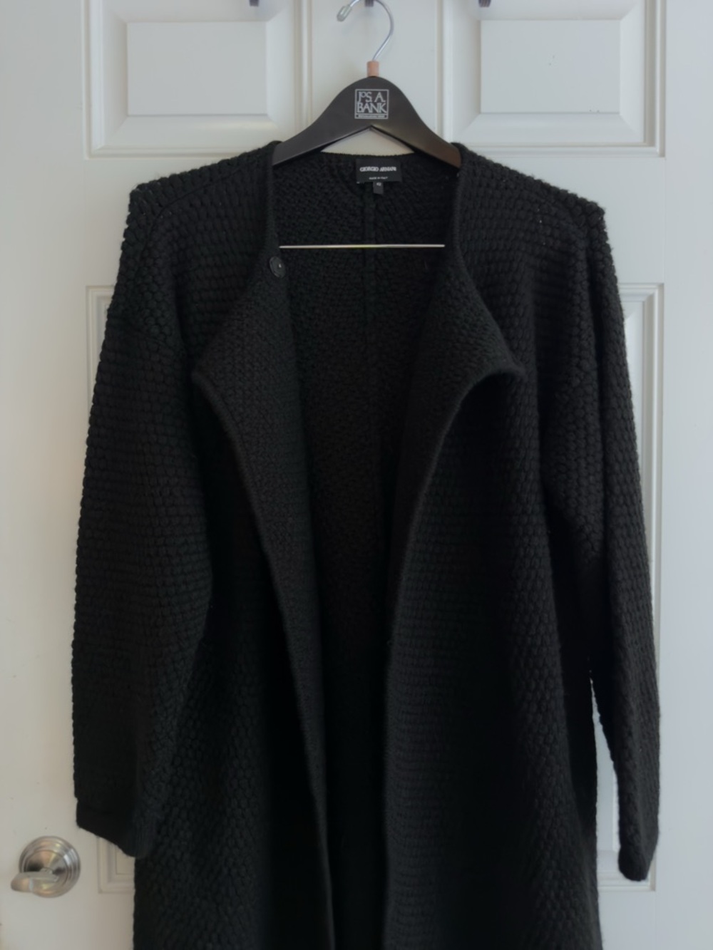 Giorgio Armani Black Textured Open-Front Cardigan